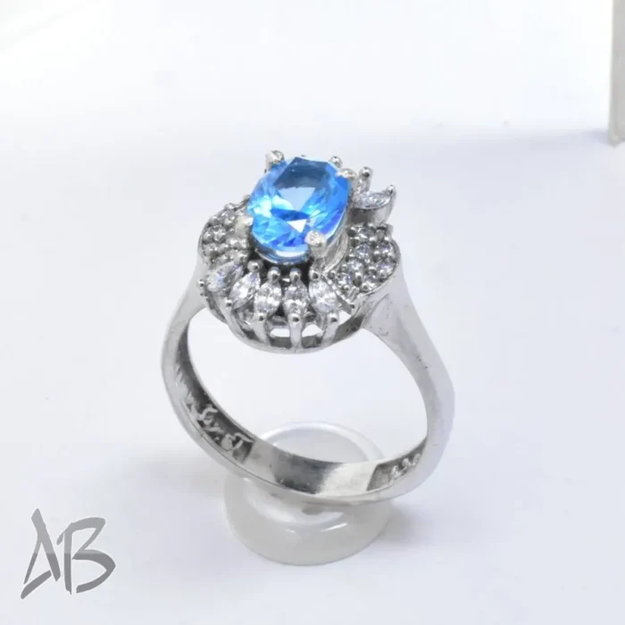 انگشتر نقره زنانه اصل نگین توپاز درخشان و شيك کد 665 - Image 5