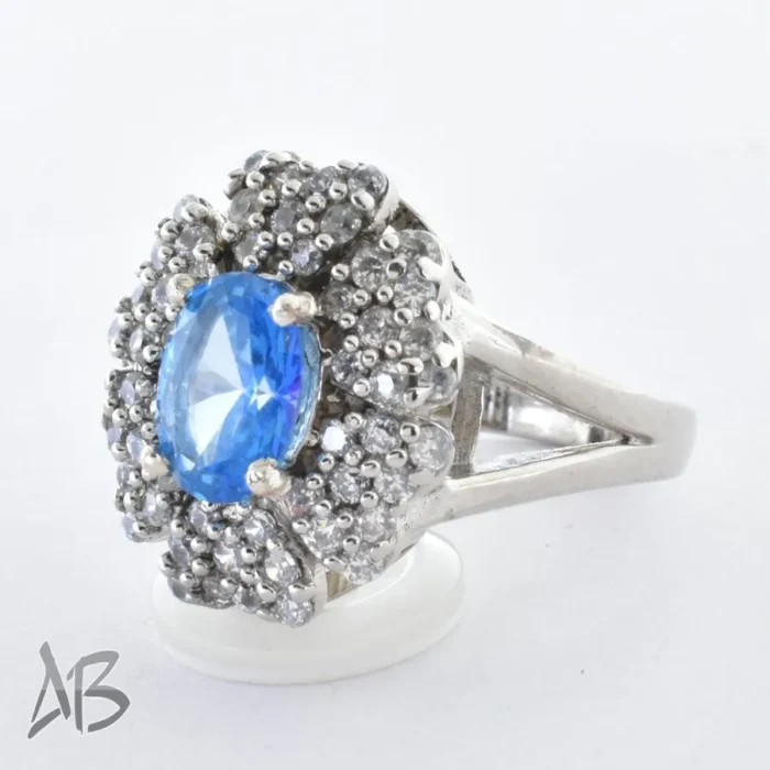 انگشتر نقره زنانه اصل نگین توپاز درخشان و ركاب شيك کد 666 - Image 9