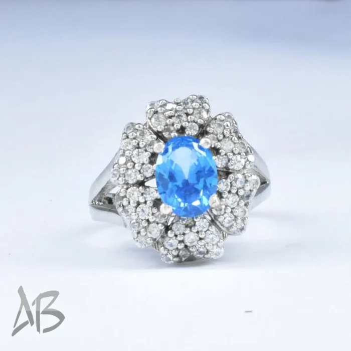 انگشتر نقره زنانه اصل نگین توپاز درخشان و ركاب شيك کد 666 - Image 3