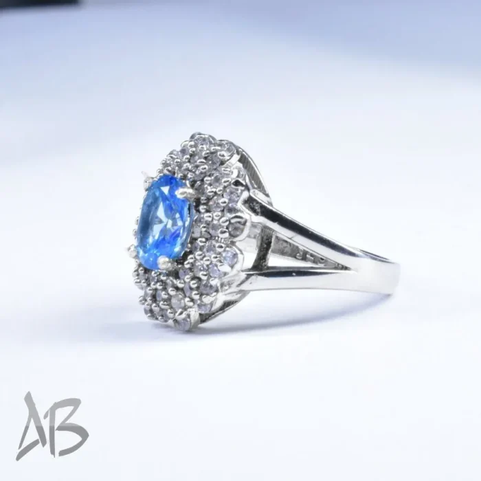 انگشتر نقره زنانه اصل نگین توپاز درخشان و ركاب شيك کد 666 - Image 5