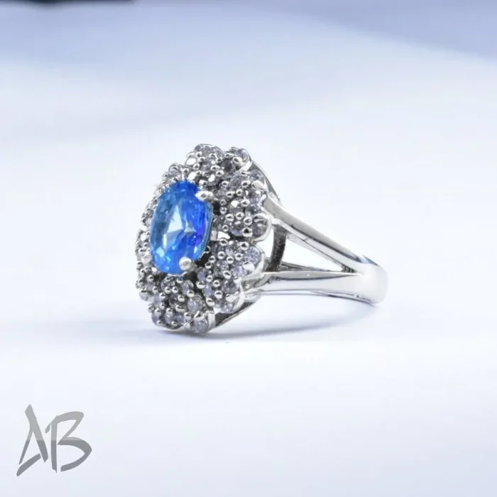 انگشتر نقره زنانه اصل نگین توپاز درخشان و ركاب شيك کد 666 - Image 4