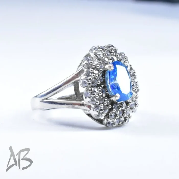 انگشتر نقره زنانه اصل نگین توپاز درخشان و ركاب شيك کد 666 - Image 6