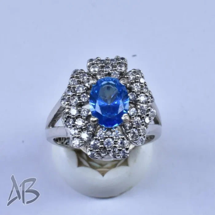 انگشتر نقره زنانه اصل نگین توپاز درخشان و ركاب شيك کد 666 - Image 7