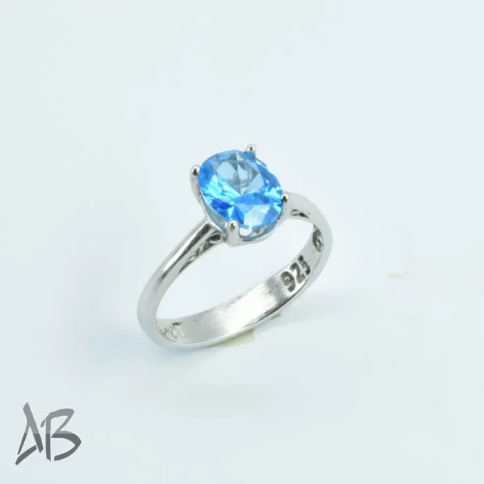 انگشتر نقره زنانه اصل نگین توپاز درخشان و ركاب ساده و سبك کد 667 - Image 10