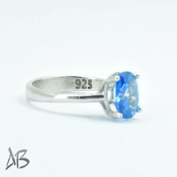 انگشتر نقره زنانه اصل نگین توپاز درخشان و ركاب ساده و سبك کد 667 - Image 11