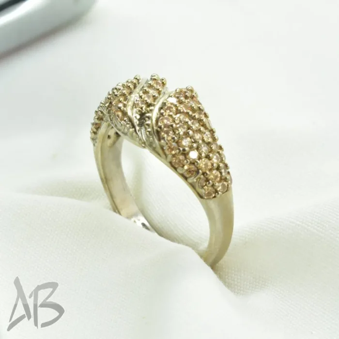 انگشتر نقره زنانه Gemless با نگین طلایی و طرح طلا آقابزرگ، کد 674 - Image 3