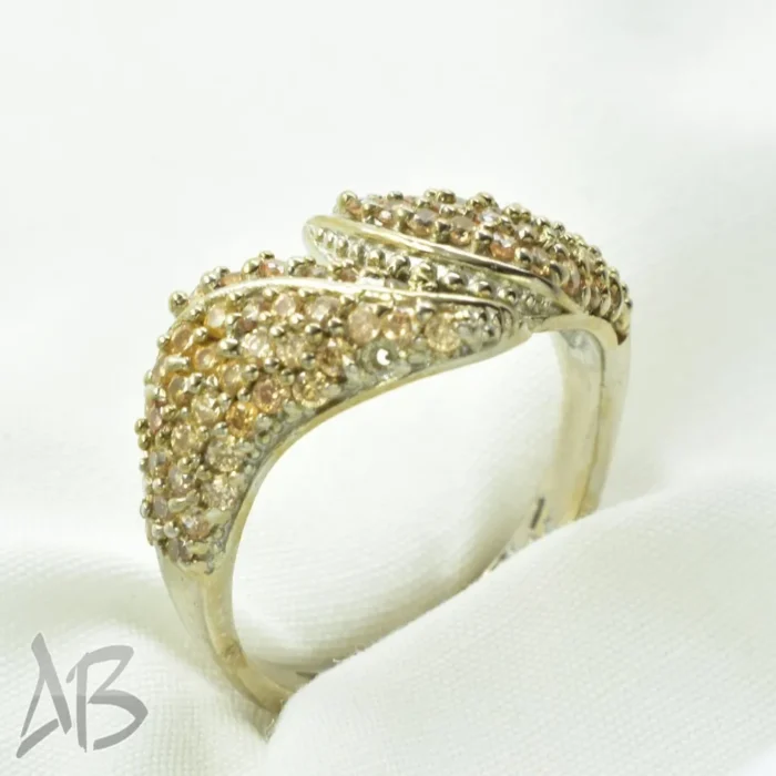 انگشتر نقره زنانه Gemless با نگین طلایی و طرح طلا آقابزرگ، کد 674 - Image 5