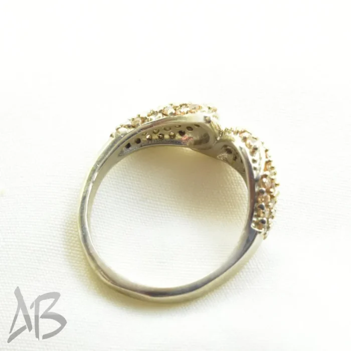 انگشتر نقره زنانه Gemless با نگین طلایی و طرح طلا آقابزرگ، کد 674 - Image 6