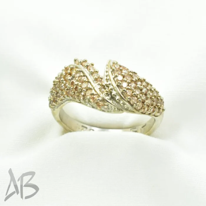 انگشتر نقره زنانه Gemless با نگین طلایی و طرح طلا آقابزرگ، کد 674 - Image 7