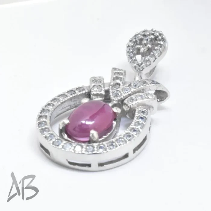 گردنبند نقره (مدالی) اصل نگین یاقوت سرخ دامله آقابزرگ کد Med89 - Image 3