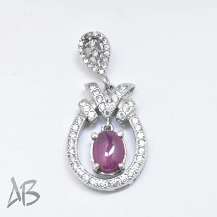 گردنبند نقره (مدالی) اصل نگین یاقوت سرخ دامله آقابزرگ کد Med89 - Image 5