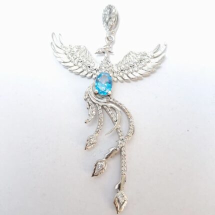 گردنبند مدالی سیمرغ نگین توپاز