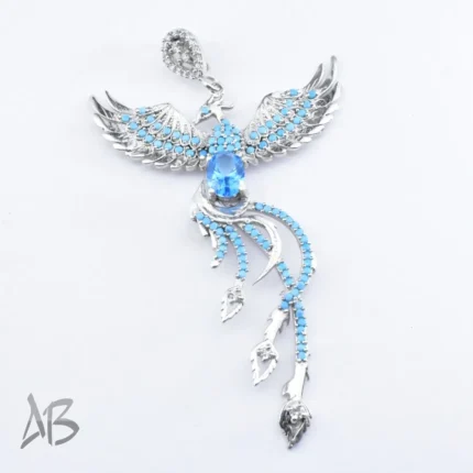 گردنبند مدالی سیمرغ نگین توپاز