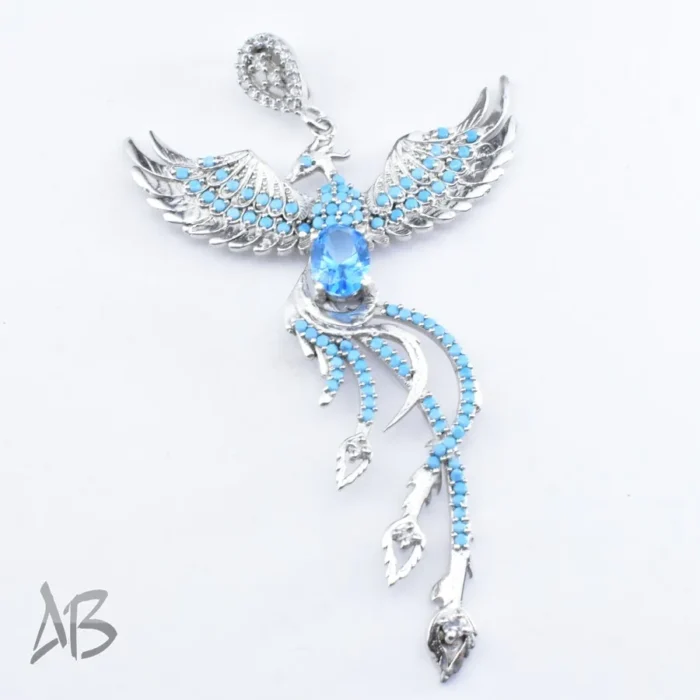 گردنبند نقره اصل (مدالی) نگین توپاز اصل برلیان کات بسیار زیبا با نگينهاي سنتتيك رنگي آقابزرگ کد Med92 - Image 7