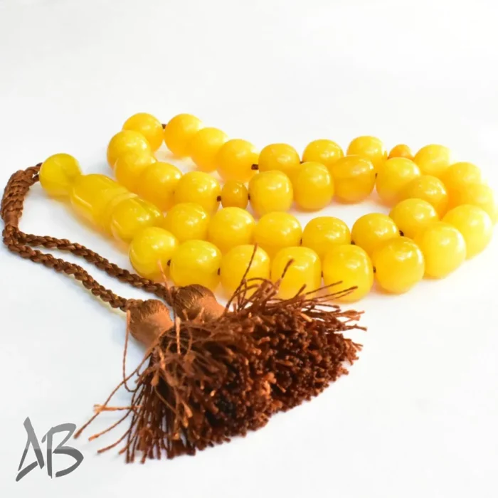 تسبیح سندلوس بودار 33 دانه اصل کد 1121 گرد زرد خوشرنگ آقابزرگ - Image 4