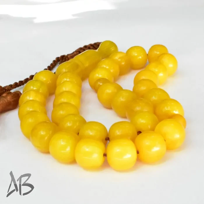 تسبیح سندلوس بودار 33 دانه اصل کد 1121 گرد زرد خوشرنگ آقابزرگ - Image 5