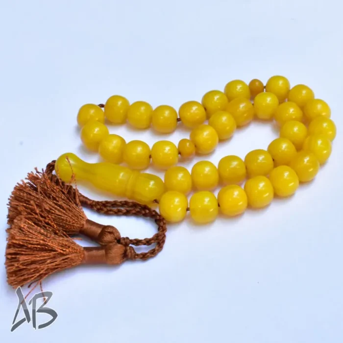 تسبیح سندلوس بودار 33 دانه اصل کد 1121 گرد زرد خوشرنگ آقابزرگ - Image 8