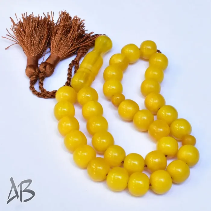 تسبیح سندلوس بودار 33 دانه اصل کد 1121 گرد زرد خوشرنگ آقابزرگ - Image 9