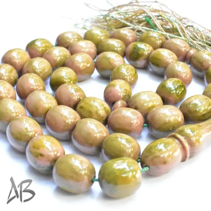 تسبیح سندلوس 41 دانه بودار تراش بیضی طرح دار و زیبا کد 1095 آقابزرگ - Image 9