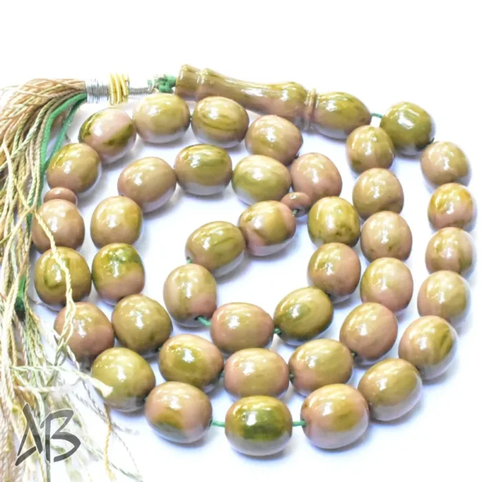 تسبیح سندلوس 41 دانه بودار تراش بیضی طرح دار و زیبا کد 1095 آقابزرگ - Image 3