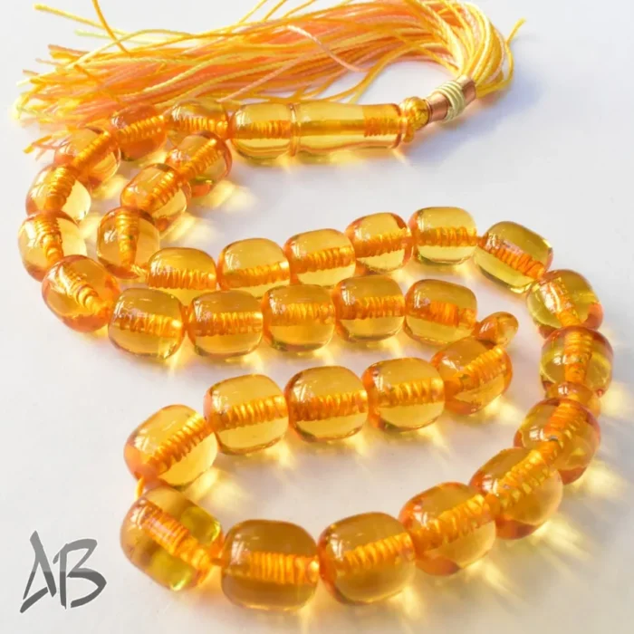 تسبیح سندلوس بودار 33 دانه اصل کد 1103 بودار استوانه ای لبه گرد تراش طرح قدیم آقابزرگ - Image 4