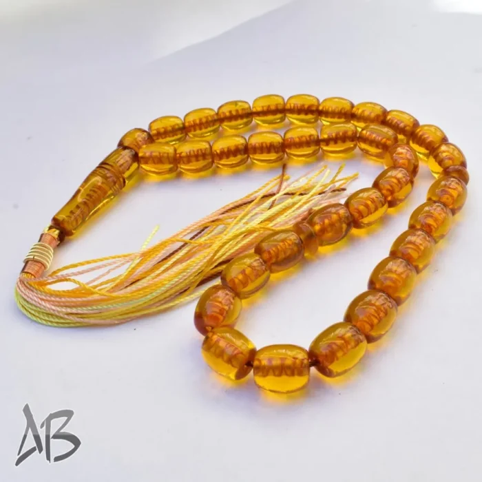 تسبیح سندلوس بودار 33 دانه اصل کد 1110 استوانه ای لبه گرد تراش طرح قدیم آقابزرگ - Image 4