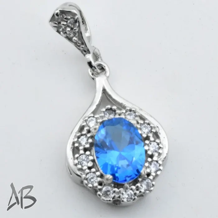 گردنبند نقره اصل (مدالی) نگین توپاز برلیان کات جذاب و شیک کد Med98 - Image 5