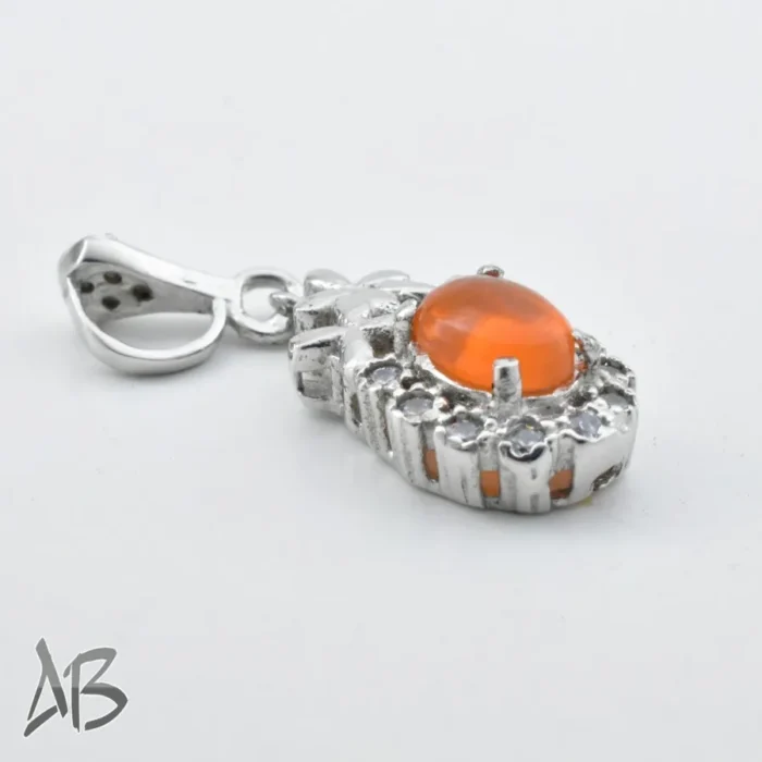 گردنبند نقره (مدالی) جدید اپال نارنجی سبک و بسیار زیبا آقابزرگ کد Med99 - Image 3