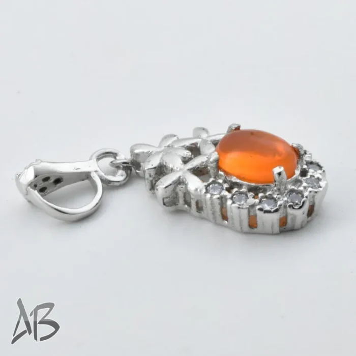 گردنبند نقره (مدالی) جدید اپال نارنجی سبک و بسیار زیبا آقابزرگ کد Med99 - Image 4
