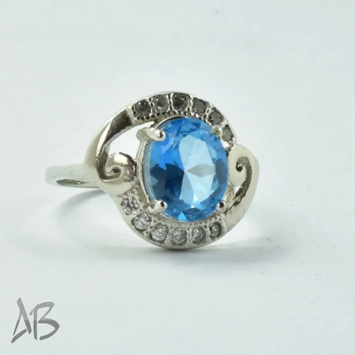 انگشتر نقره زنانه اصل نگین توپاز درخشان و درشت کد 678 - Image 4