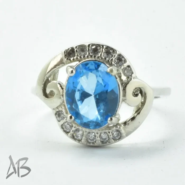 انگشتر نقره زنانه اصل نگین توپاز درخشان و درشت کد 678 - Image 5