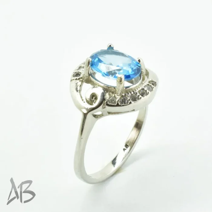 انگشتر نقره زنانه اصل نگین توپاز درخشان و درشت کد 678 - Image 6