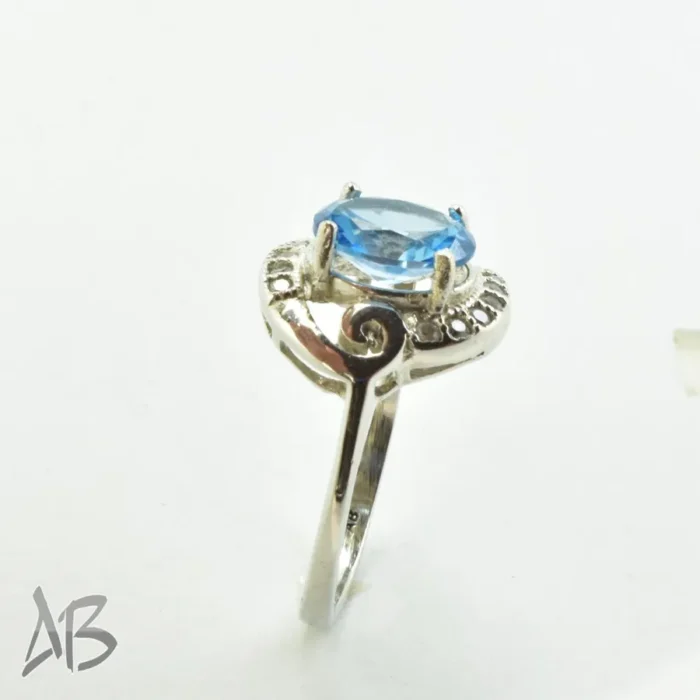 انگشتر نقره زنانه اصل نگین توپاز درخشان و درشت کد 678 - Image 7