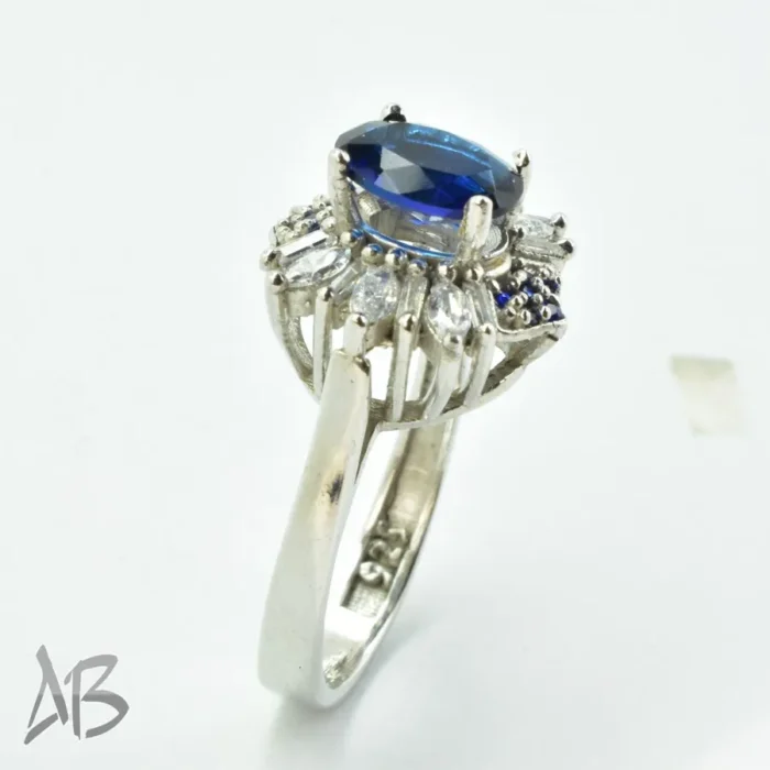 انگشتر نقره زنانه سولیتر عیار 925 آبکاری رودیوم با نگین سنتتیک زیبا آقابزرگ کد 682 - Image 3