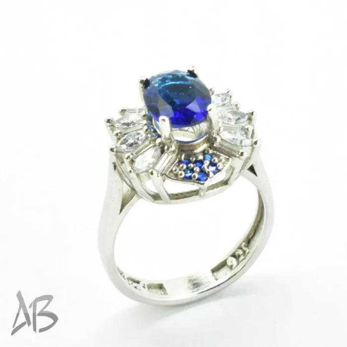 انگشتر نقره زنانه سولیتر عیار 925 آبکاری رودیوم با نگین سنتتیک زیبا آقابزرگ کد 682 - Image 4