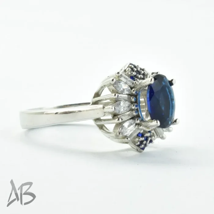 انگشتر نقره زنانه سولیتر عیار 925 آبکاری رودیوم با نگین سنتتیک زیبا آقابزرگ کد 682 - Image 6