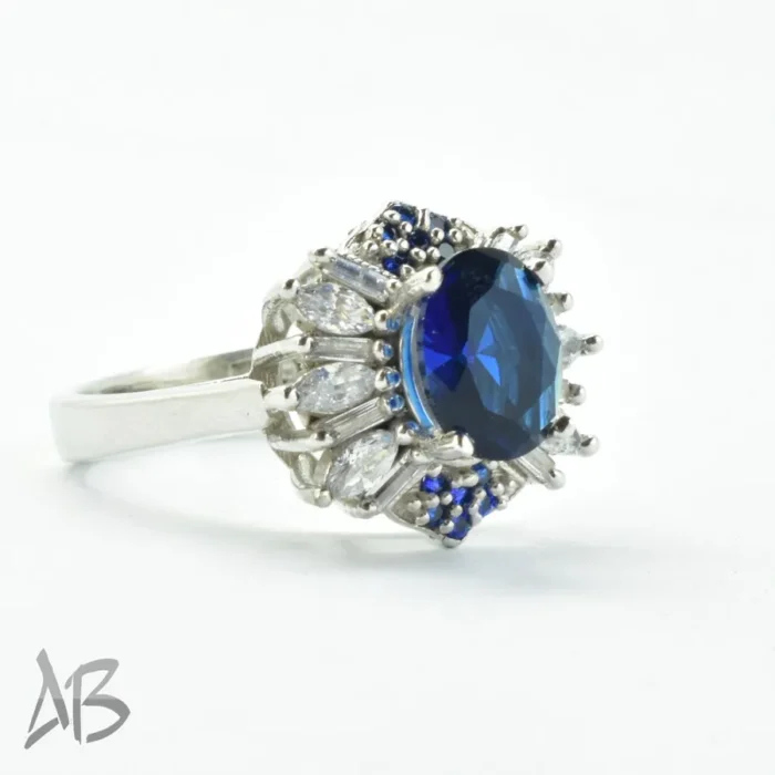 انگشتر نقره زنانه سولیتر عیار 925 آبکاری رودیوم با نگین سنتتیک زیبا آقابزرگ کد 682 - Image 7