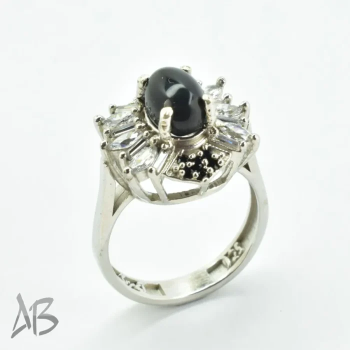 انگشتر نقره زنانه اسموکی کوارتز (دودی) طبیعی با نگین‌های مارکیز آقابزرگ کد 685 - Image 4