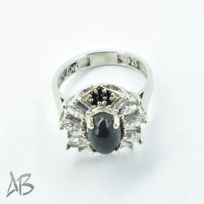 انگشتر نقره زنانه اسموکی کوارتز (دودی) طبیعی با نگین‌های مارکیز آقابزرگ کد 685 - Image 5