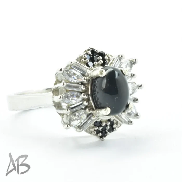 انگشتر نقره زنانه اسموکی کوارتز (دودی) طبیعی با نگین‌های مارکیز آقابزرگ کد 685 - Image 7