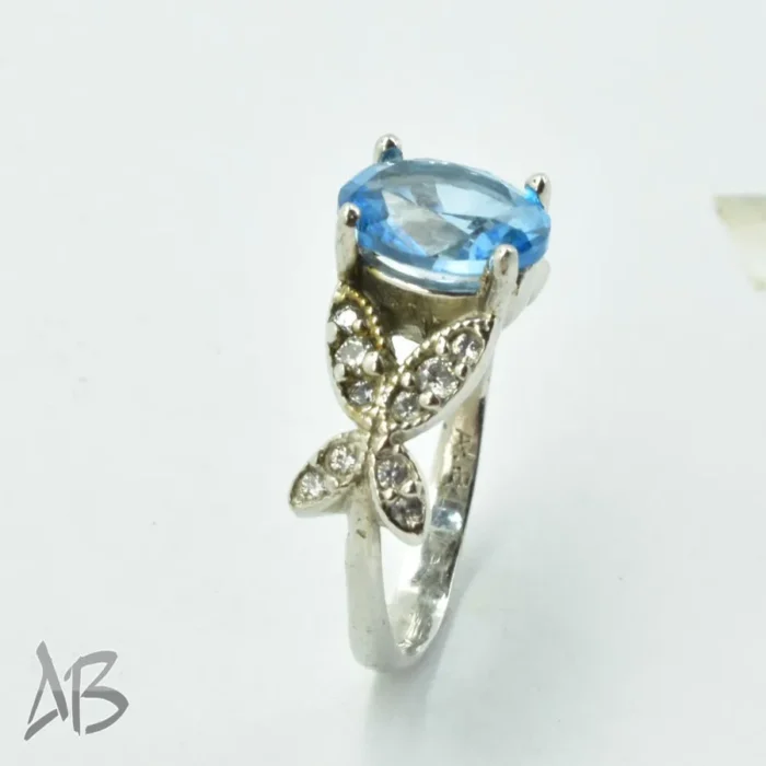 انگشتر نقره زنانه اصل نگین توپاز درخشان و ركاب پروانه‌ای کد 687 - Image 4