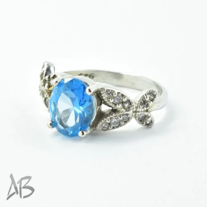 انگشتر نقره زنانه اصل نگین توپاز درخشان و ركاب پروانه‌ای کد 687 - Image 5