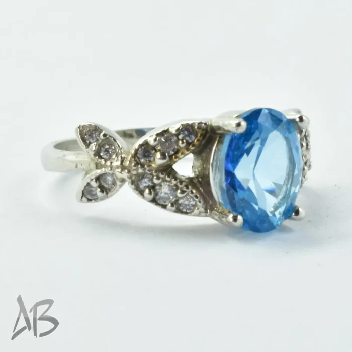 انگشتر نقره زنانه اصل نگین توپاز درخشان و ركاب پروانه‌ای کد 687 - Image 7