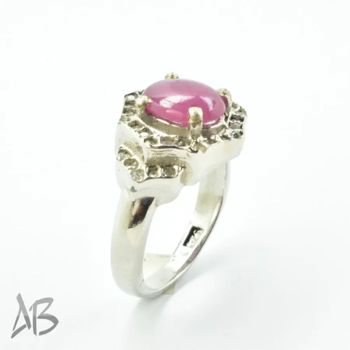 انگشتر نقره زنانه یاقوت صورتی اصل تراش کابوشن یا دامله آقابزرگ کد 689 - Image 6