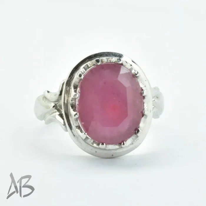 انگشتر نقره دست‌ساز مردانه بسیار زیبا با نگین یاقوت سرخ کد 215 - Image 3