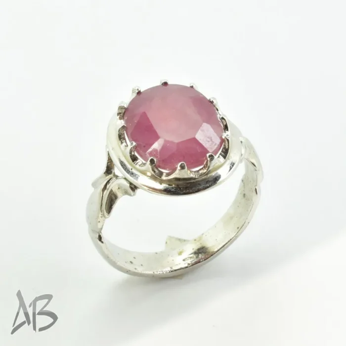 انگشتر نقره دست‌ساز مردانه بسیار زیبا با نگین یاقوت سرخ کد 215 - Image 4