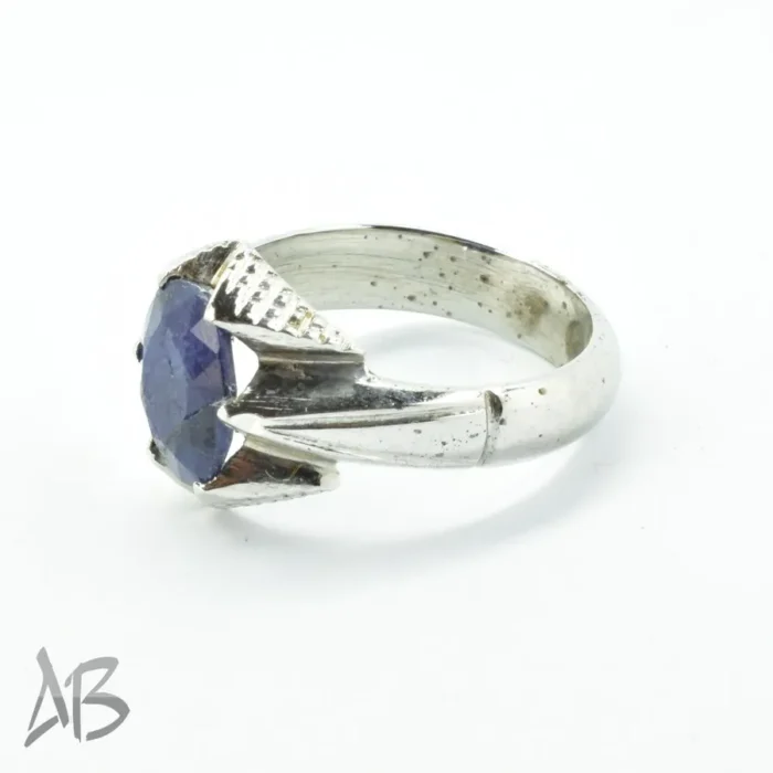 انگشتر نقره دست‌ساز مردانه شش چنگ با نگین یاقوت کبود بسیار زیبا کد 216 - Image 7