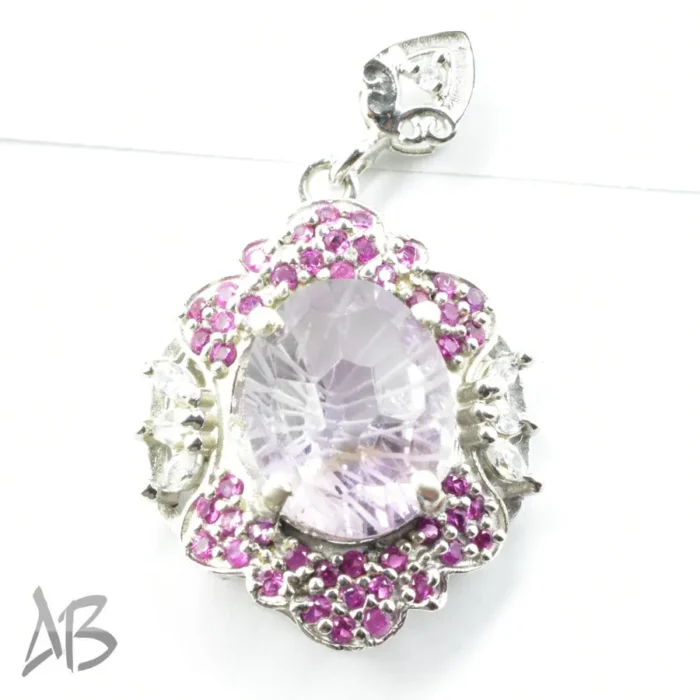 گردنبند یا مدالی نقره اصل نگین آماتیس (آمتیست) ضد حساسیت نقره عیار 925 آقابزرگ کد Med102 - Image 4