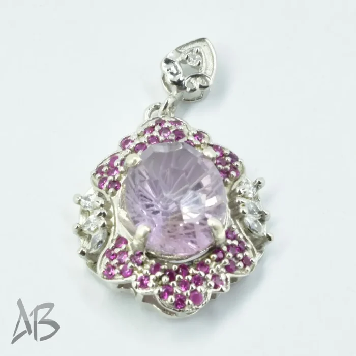 گردنبند یا مدالی نقره اصل نگین آماتیس (آمتیست) ضد حساسیت نقره عیار 925 آقابزرگ کد Med102 - Image 7