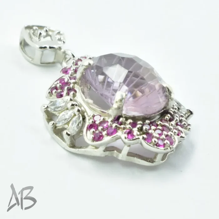 گردنبند یا مدالی نقره اصل نگین آماتیس (آمتیست) ضد حساسیت نقره عیار 925 آقابزرگ کد Med102 - Image 5